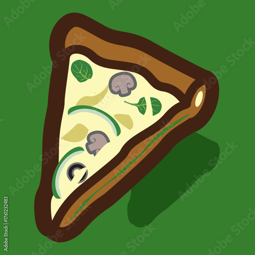 Pizza Slice - Pesto Spinach Mushroom Peppers