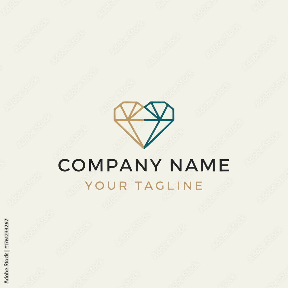 Fototapeta premium Geometric Heart Diamond Logo Design.
