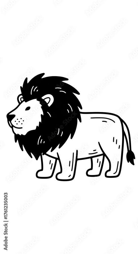 Fototapeta premium Lion illustration side view isolated
