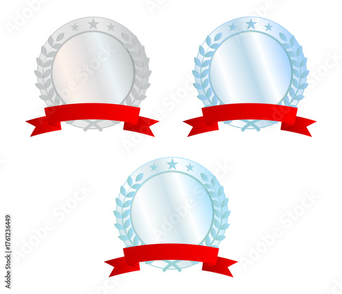 シルバー系メダルセット（赤いリボン付き・爽やかな印象のコレクション）