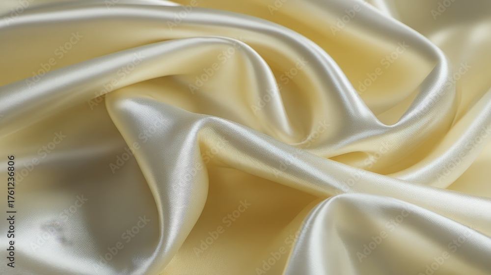 Obraz premium Lustrous and flowing fabric, featuring soft, creamy ivory tones and delicate folds that create a visually appealing textural pattern.