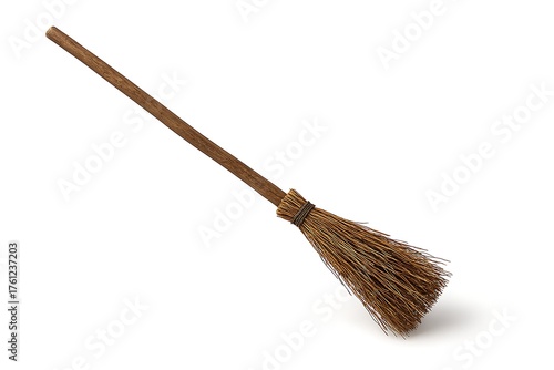 Wallpaper Mural Broomstick with rough wooden handle and straw bristles, isolated on white background Torontodigital.ca