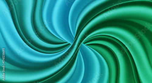 Dynamic swirling vortex teal and green colors, creating mesmerizing and energetic abstract pattern with sense motion