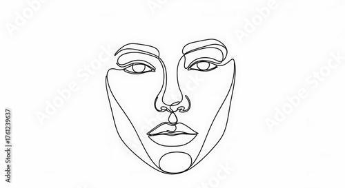 Abstract Minimalist Line Drawing of a Human Face A Simple, Elegant Art Piece