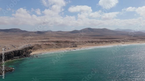 Aerial view of El Cotillo bay, fuerteventura. Canary islands - Perfect tourism presentation