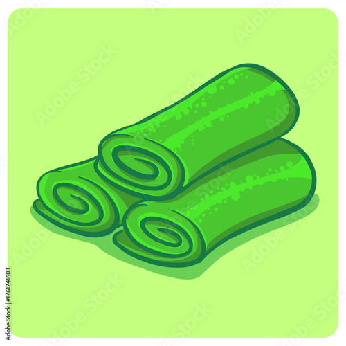 Vibrant Cartoon Illustration of Indonesian Dadar Gulung Cake