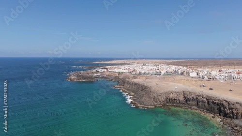 Aerial view of El Cotillo bay, fuerteventura. Canary islands - Perfect tourism presentation