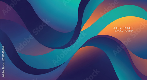Abstract Gradient Wave Background Modern Flowing Design in Teal, Orange, and Purple Tones