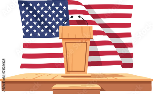 American Political Speech Podium Illustration. style inspiration illustration concept design creative background style inspiration