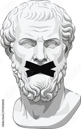 Ancient Bust Silenced by Black Tape. inspiration illustration concept design creative background style inspiration