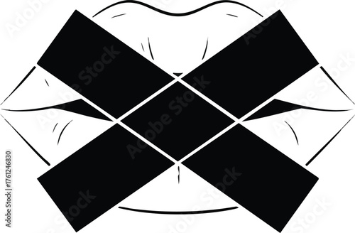 Censored Lips Symbol Abstract Black and White. illustration concept design creative background style inspiration
