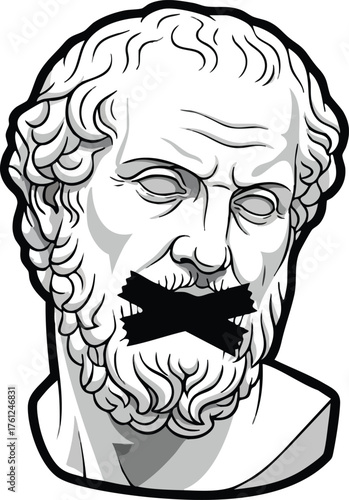 Censored Greek Philosopher Statue Illustration. style inspiration illustration concept design creative background style inspiration