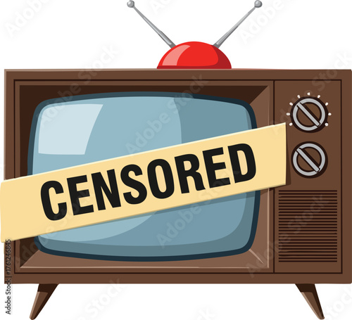 Censored Retro Television Broadcast Illustration. style inspiration illustration concept design creative background style inspiration