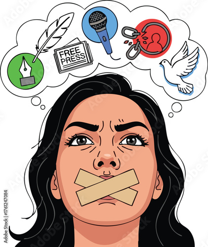 Conceptual illustration of censorship and freedom of speech. concept design creative background style inspiration