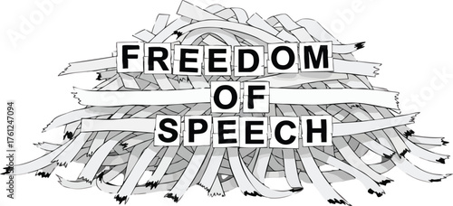 Conceptual Illustration of Shredded Freedom of Speech. illustration concept design creative background style inspiration