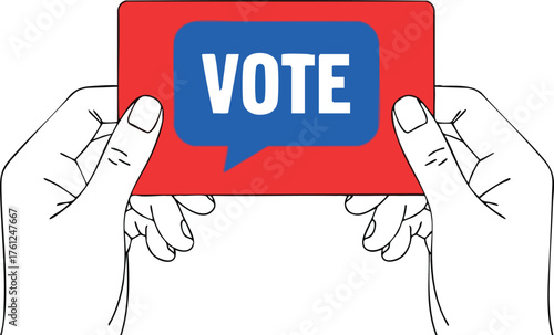 Hands Holding Vote Card Illustration. style inspiration illustration concept design creative background style inspiration