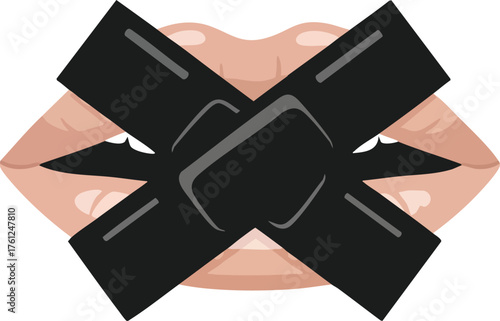 Lips Taped Shut Symbolizing Silence and Censorship. illustration concept design creative background style inspiration
