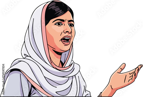 Malala Yousafzai Activist Education Advocate Portrait. inspiration illustration concept design creative background style inspiration