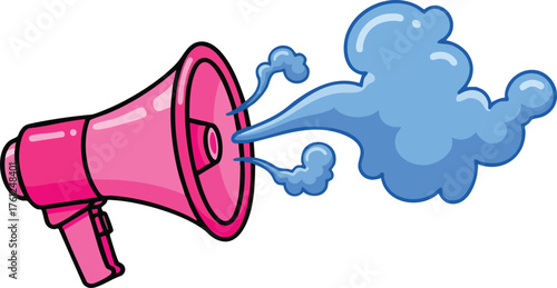 Pink Megaphone with Blue Smoke. style inspiration illustration concept design creative background style inspiration