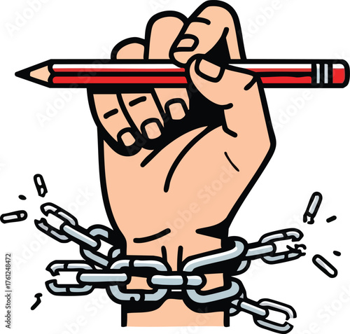 Power of Writing Freedom from Chains. inspiration illustration concept design creative background style inspiration
