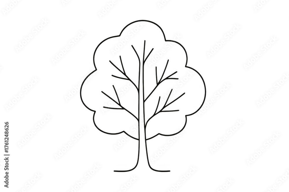 Obraz premium Simple stylized tree line art for nature, ecology, environment, and growth concepts with transparent background