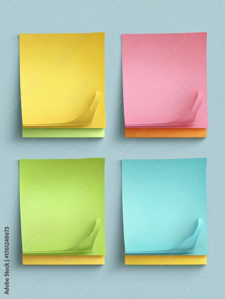 Fototapeta premium sticky notes collection colorful memo pads for reminders office supplies and organization tools set of three on transparent background