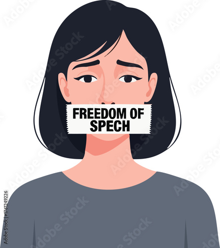 Woman Silhouetted Freedom of Speech. style inspiration illustration concept design creative background style inspiration
