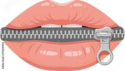 Zipped Lips Secret Silence Secrecy Concept. inspiration illustration concept design creative background style inspiration
