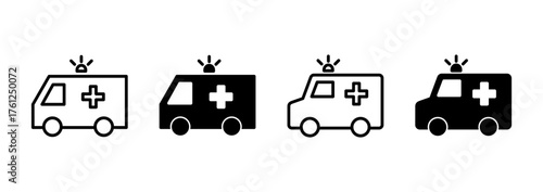 Ambulance icon vector. ambulance truck sign and symbol. ambulance car