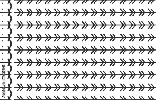 Black Arrow Shapes Arranged in Horizontal Rows on White Background vector illustration