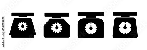 Scales icon vector illustration. Weight scale sign and symbol