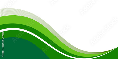 Abstract White and Green wave wide background banner