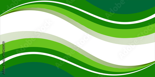 Abstract White and Green wave wide background banner