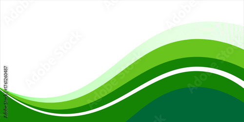 Abstract White and Green wave wide background banner