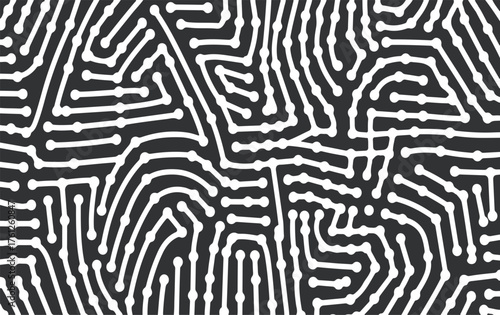 White Organic Maze Pattern On Black Background vector illustration