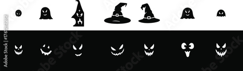 Halloween Vector Clipart Collection ,  Spooky Silhouette Collection for Halloween - Vector Elements Pack