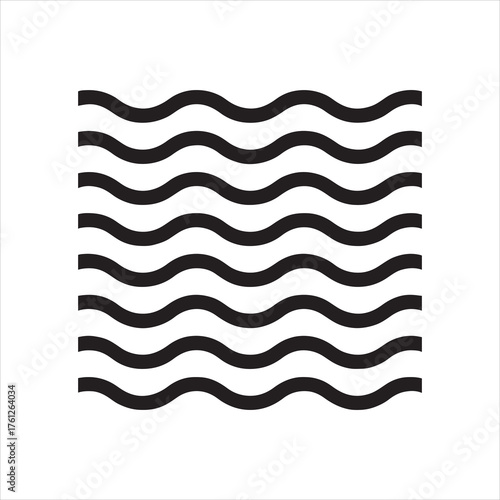Stylized water waves illustration with simple curved lines forming a seamless pattern suitable for graphic design or background material and abstract aquatic element representation in monochrome