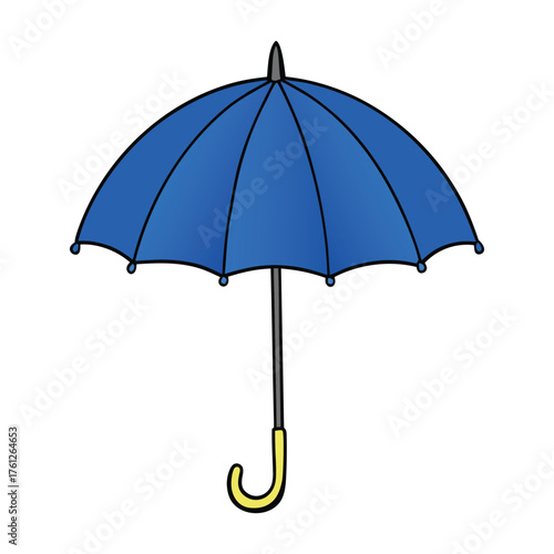 A classic umbrella with a curved handle and wide canopy shields from rain or sun. Its sturdy ribs and fabric dome fold neatly, ready to protect you in any weather.
