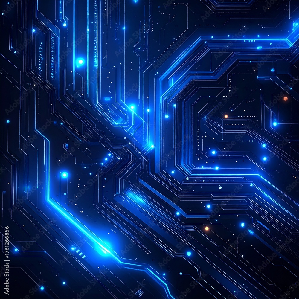 Obraz premium Futuristic Blue Circuit Board Background