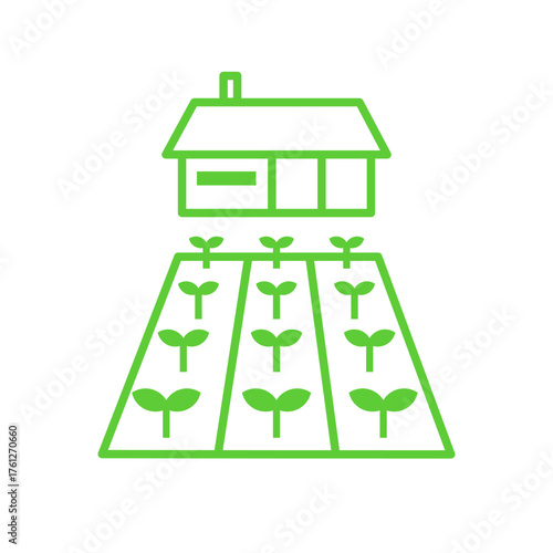 Modern prosperous agriculture land icon. Isolated on white background. Green icon