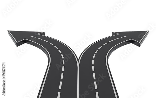 Forked road isolated on white background
