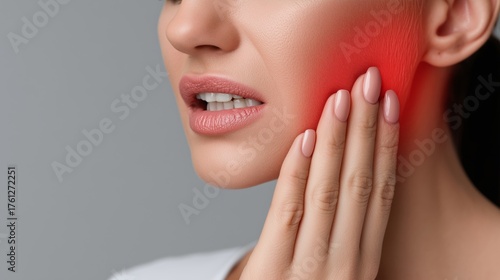 The woman experiences pain in her jaw and teeth
