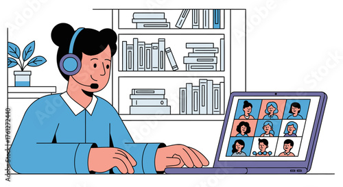 Online Video Conference Call Illustration