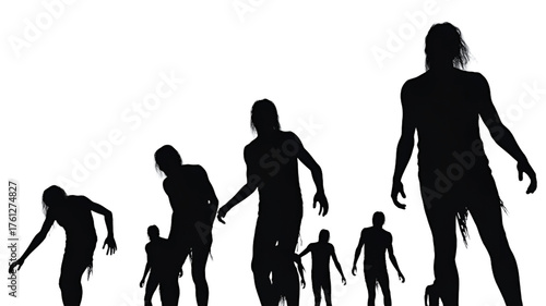 Silhouette of slow zombies are coming.