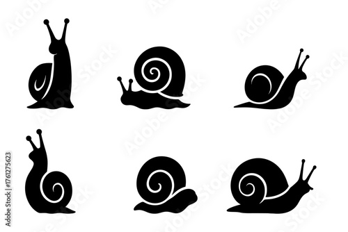 Snail silhouette icons , shell, slow, nature, animal, wildlife
