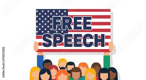 Free Speech Protest with American Flag. inspiration illustration concept design creative background style inspiration