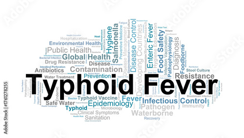 Typhoid Fever Word Cloud. Medical Concepts Of Salmonella Infection, Hygiene, And Prevention.