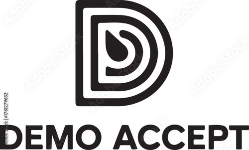 Logo design featuring abstract 'd' symbol with text 'demo accept' for clean versatile use on transparent background isolated on transparent background