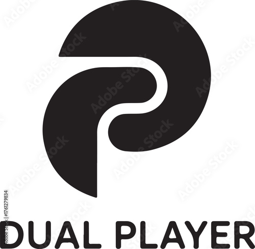 Clean and versatile logo for dual player with transparent background ideal for graphic design projects isolated on transparent background