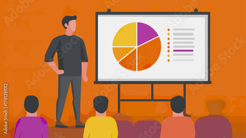 Business presentation illustration person audience financial data